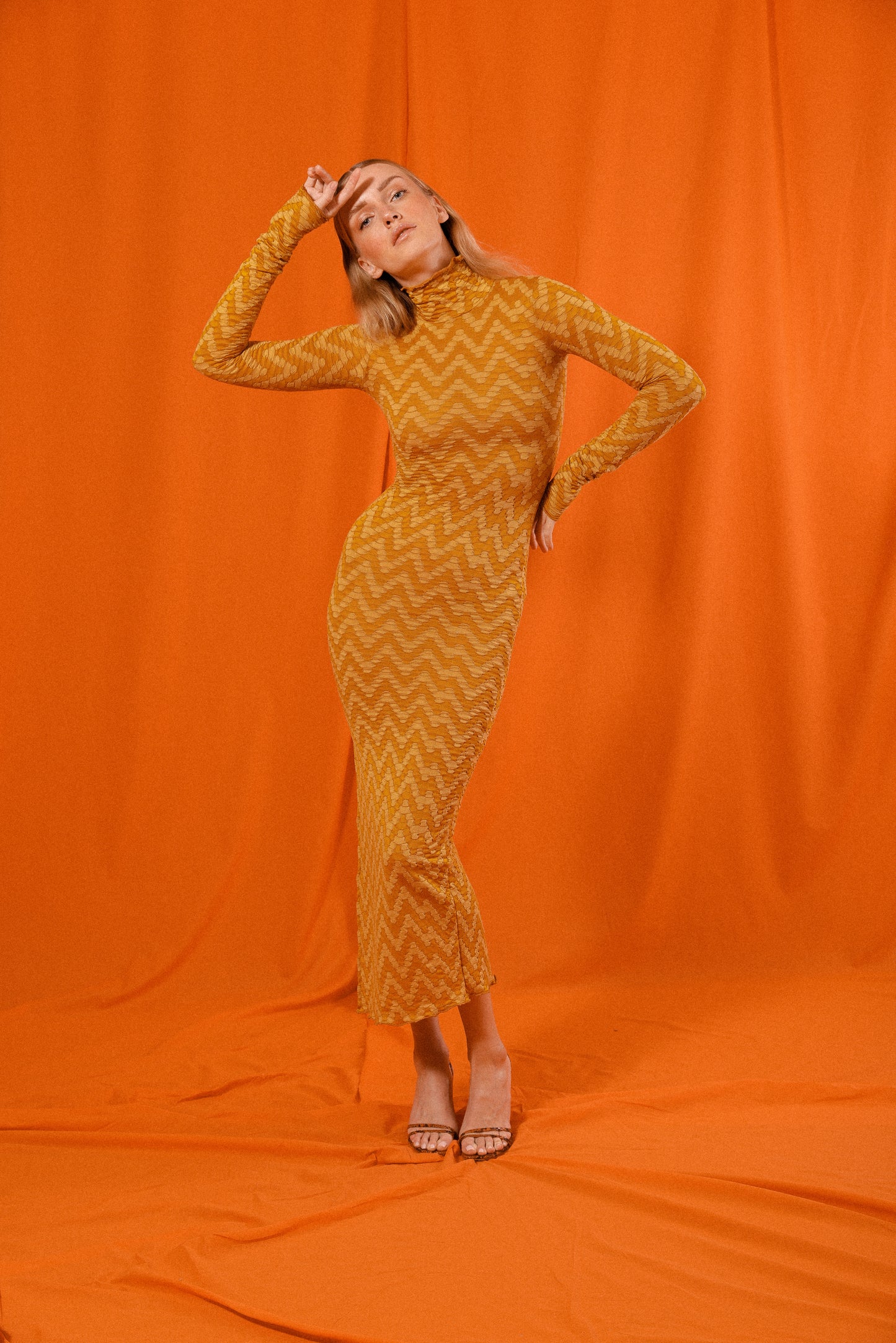Chevron Turtleneck Longsleeve Dress