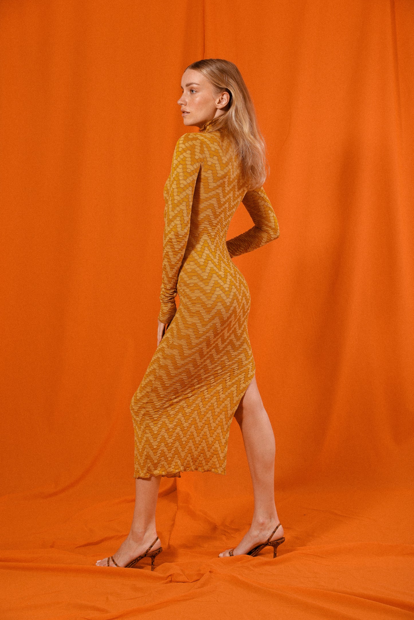 Chevron Turtleneck Longsleeve Dress