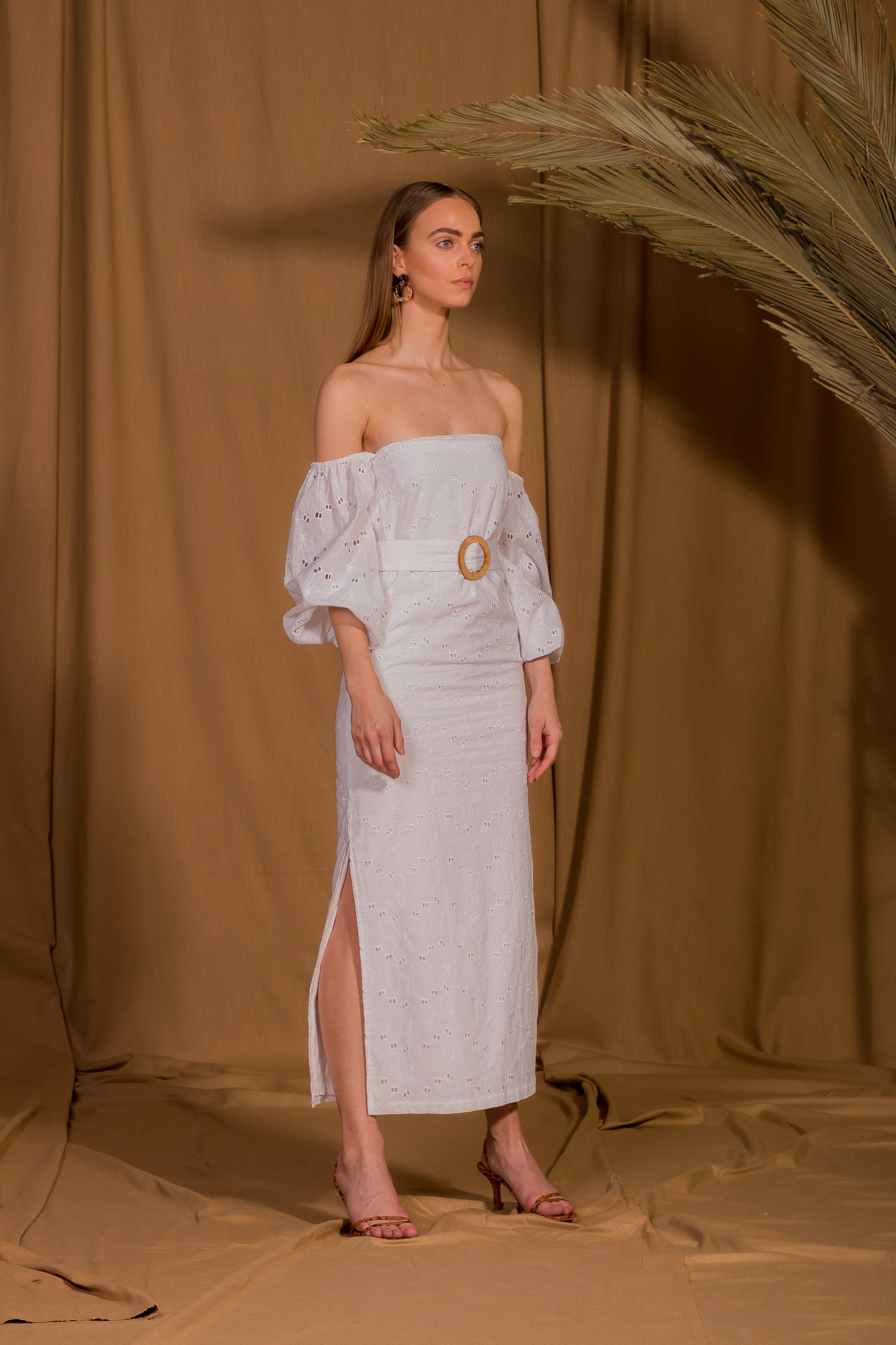 saint-mojavi - Jaipur Off the Shoulder Eyelet Dress - SAÏNT MOJAVÏ -