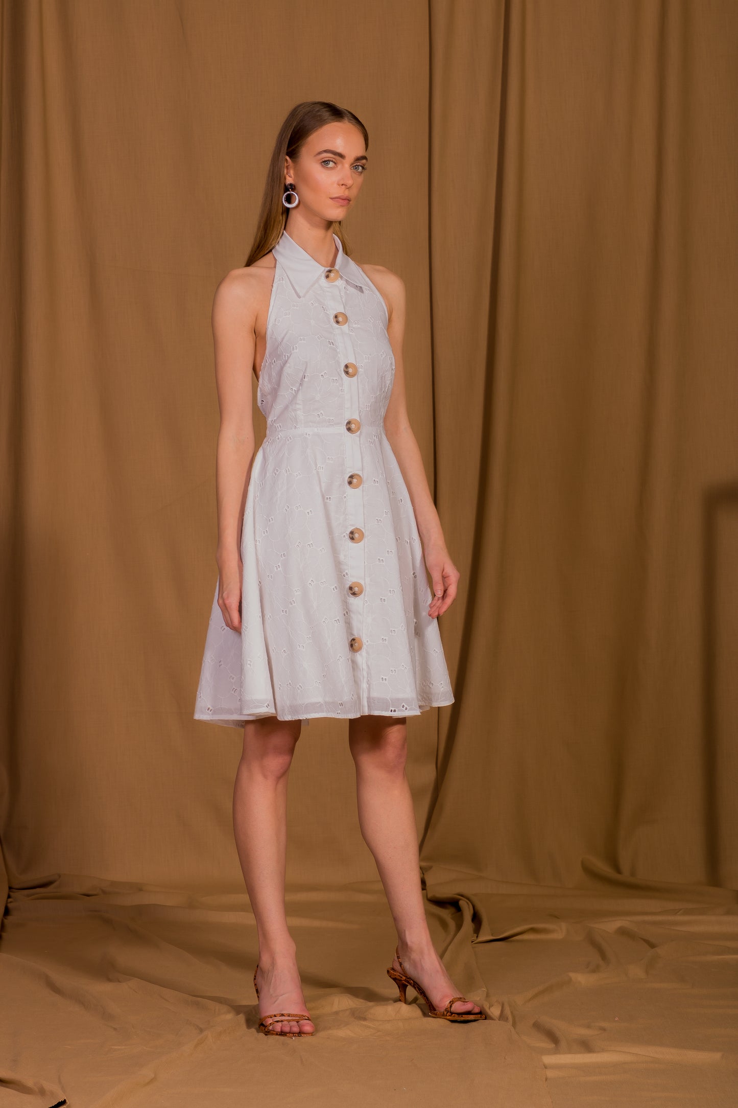 saint-mojavi - Cartagena Eyelet Collar Halter Dress - SAÏNT MOJAVÏ -