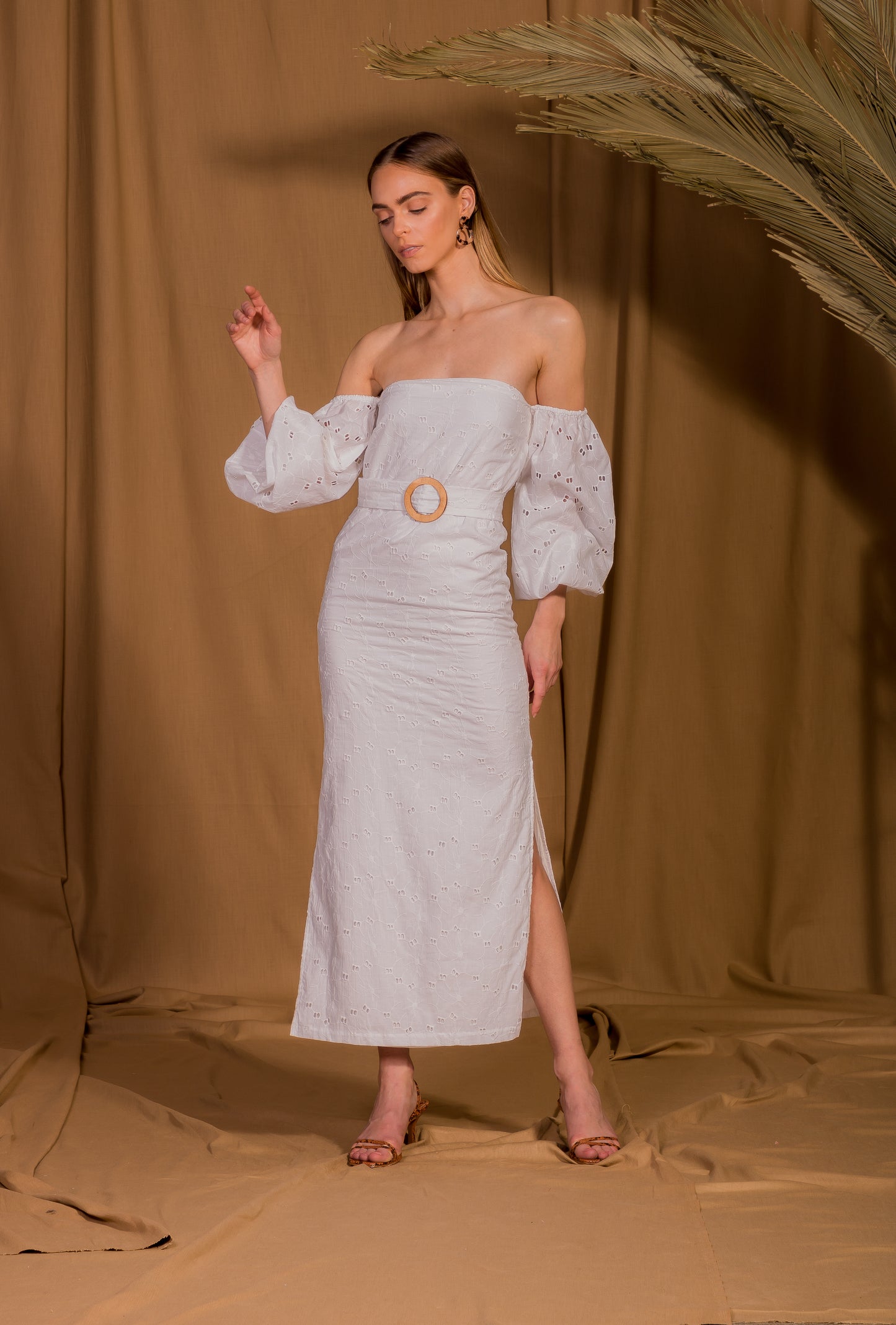 saint-mojavi - Jaipur Off the Shoulder Eyelet Dress - SAÏNT MOJAVÏ -