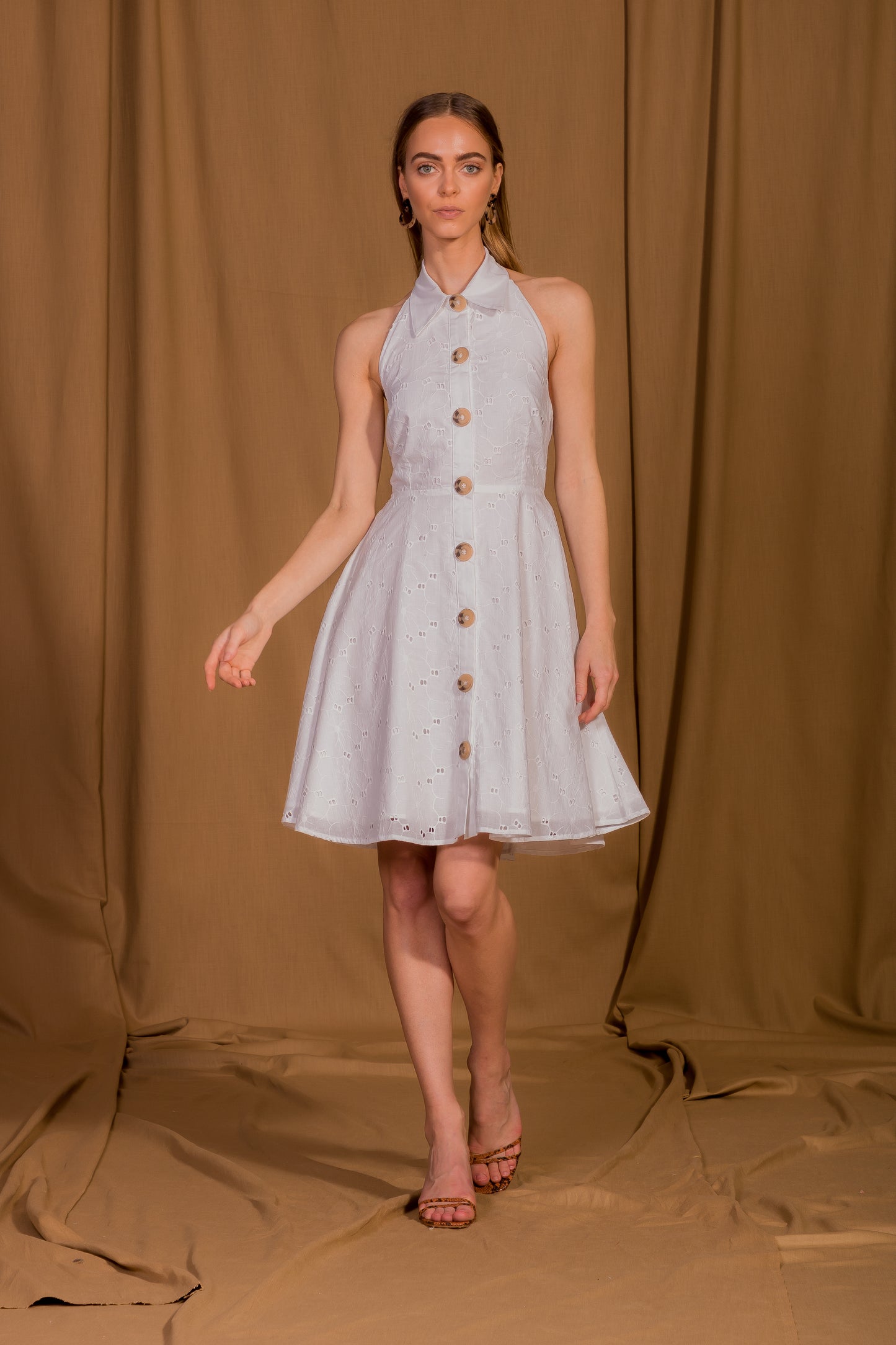 saint-mojavi - Cartagena Eyelet Collar Halter Dress - SAÏNT MOJAVÏ -