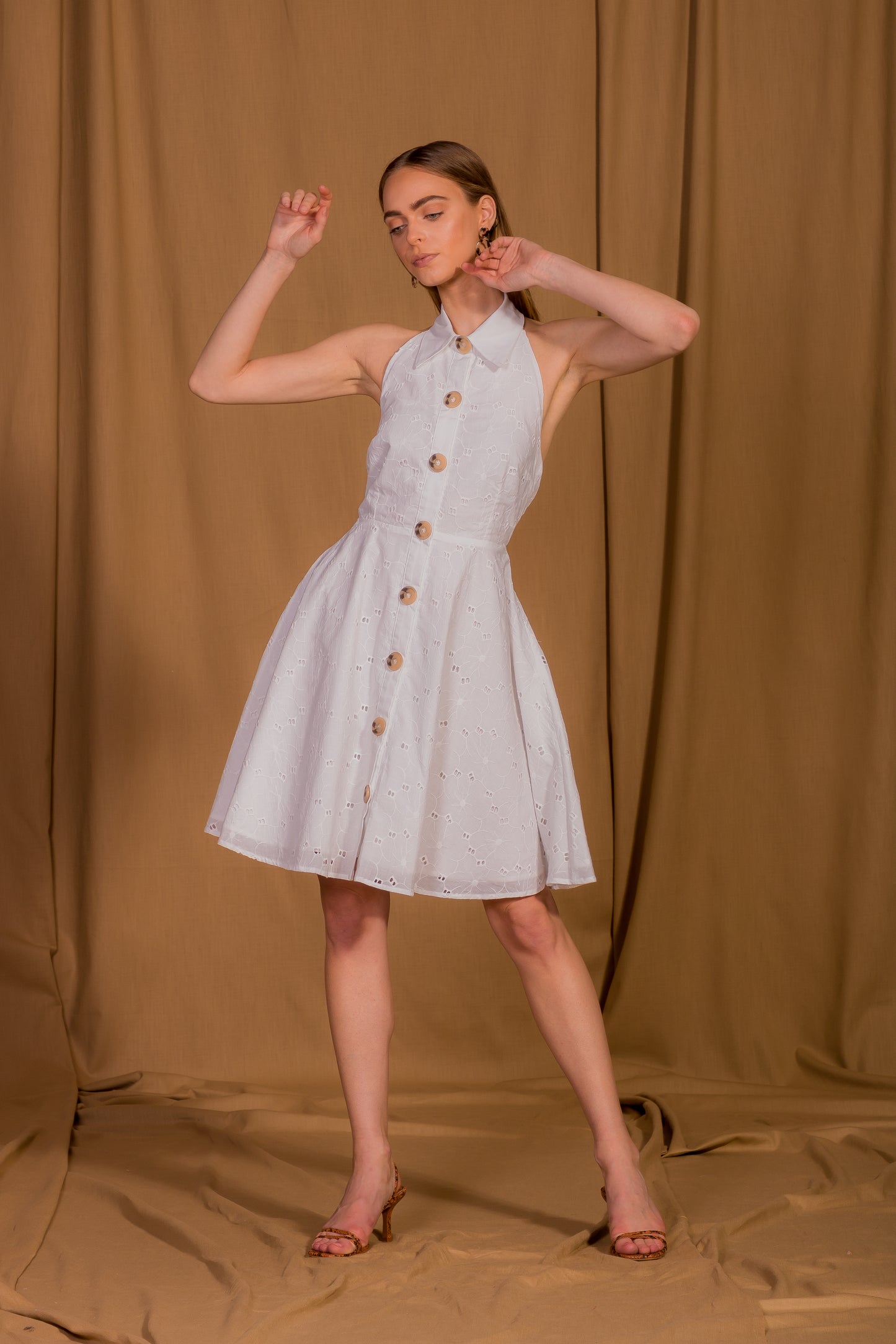 saint-mojavi - Cartagena Eyelet Collar Halter Dress - SAÏNT MOJAVÏ -
