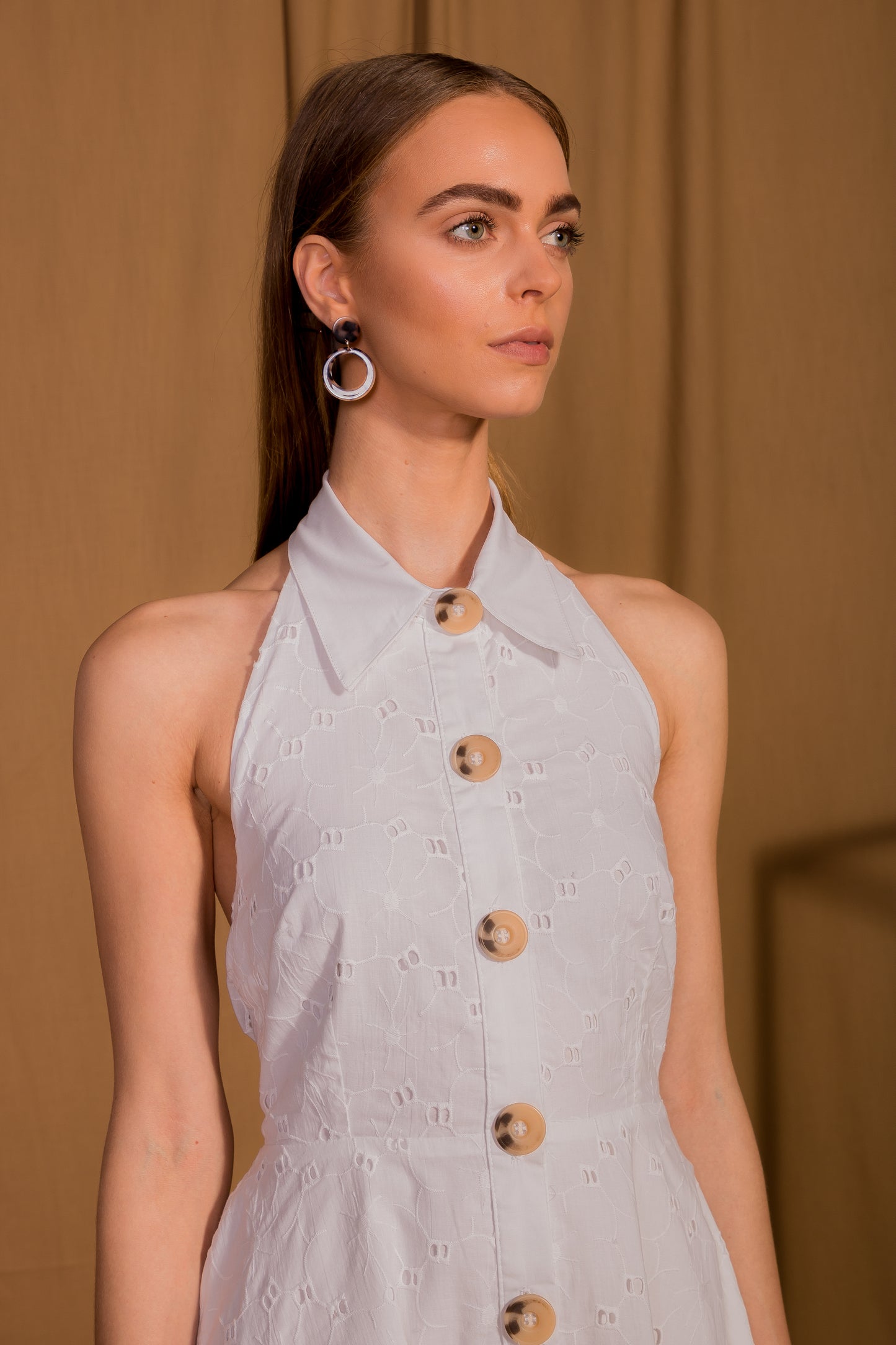 saint-mojavi - Cartagena Eyelet Collar Halter Dress - SAÏNT MOJAVÏ -