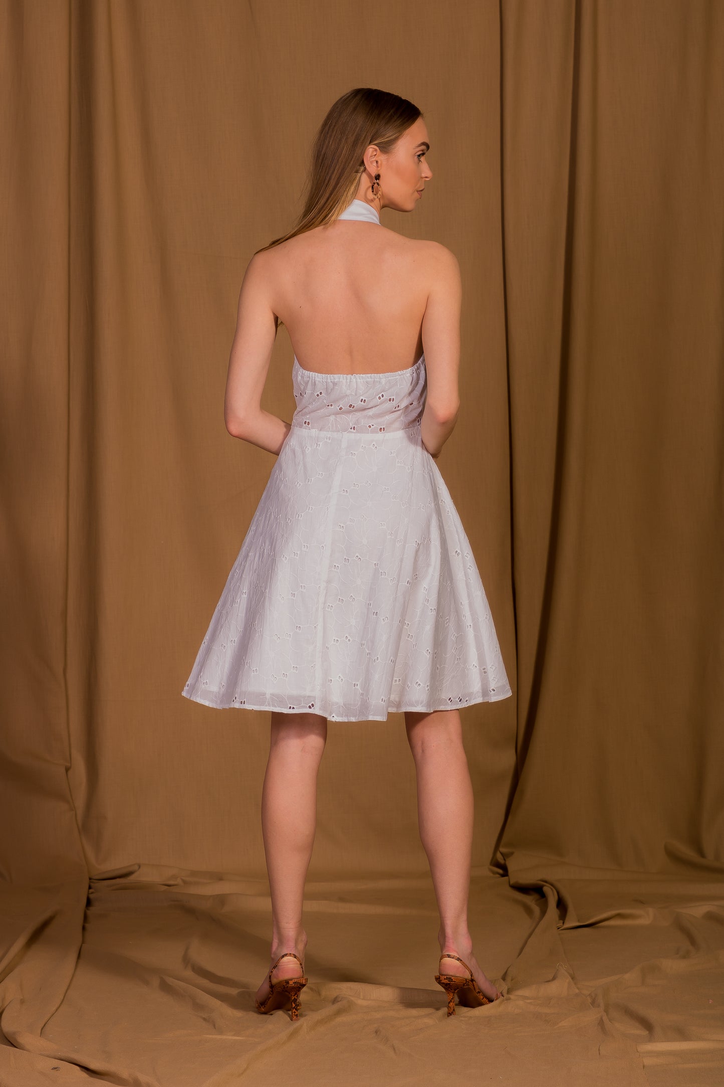 saint-mojavi - Cartagena Eyelet Collar Halter Dress - SAÏNT MOJAVÏ -